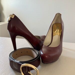 Michael Kors Pumps, Size 6.5, Color Burgundy, Belt, Color Burgundy, Size small
